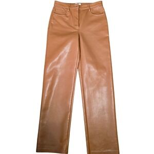 Wilfred Vegan Leather Pants High Waisted Size 2 Cognac brown